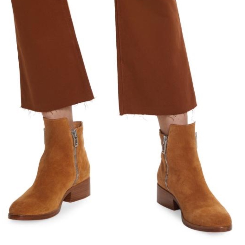 3.1 Phillip Lim Women's Alexa Zip Ankle Boot Size US 8.5 EU 38.5 Suede Camel Tan